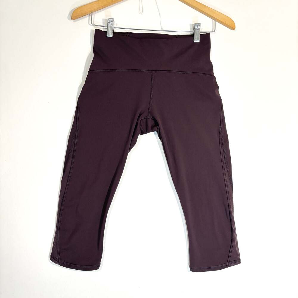 Lululemon Pace Rival Crop Leggings Size 6 Plum Purple Mesh High-Rise Run